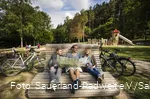 Die Radgruppe erkundigt sich über die Routenführung des MöhnetalRadweges.
